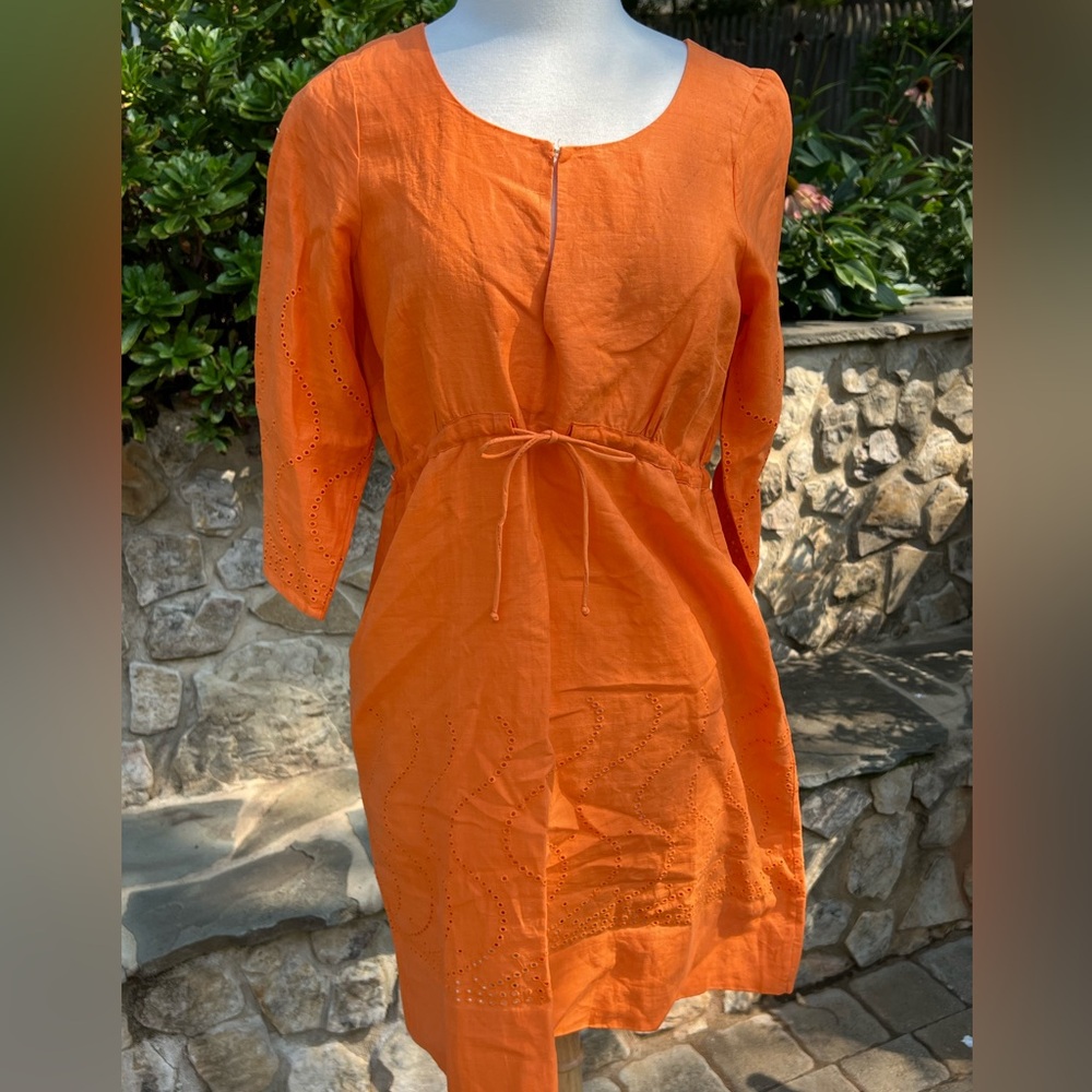 Gretchen Scott linen dress in orange- size Small